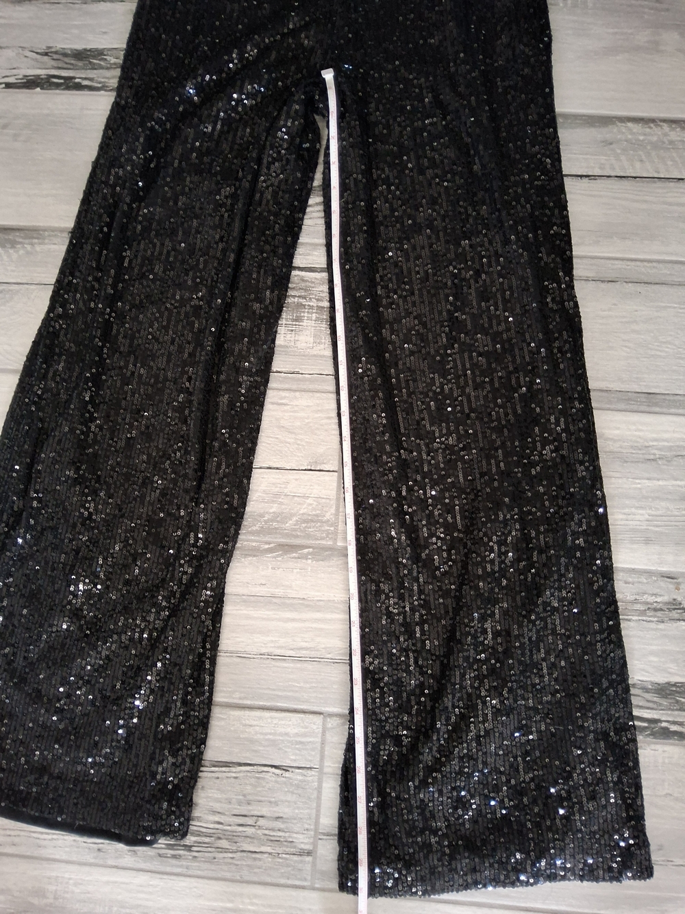 Sequin Wide-Leg Pants in Black - Picture 4 of 8